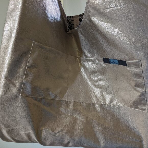 Eva Franco Gold Stripe Denim Oversized Tote Bag - Picture 5 of 6